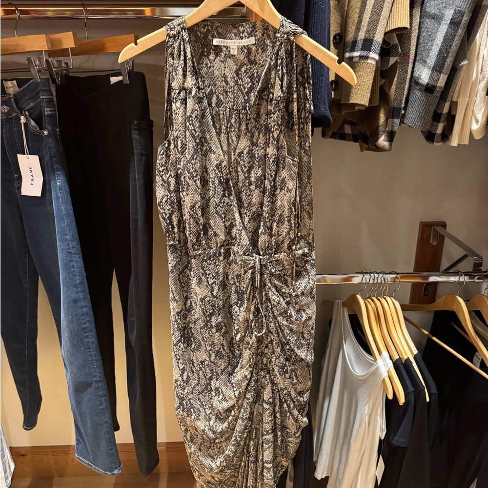 Veronica Beard Silk Snakeskin Print Sleeveless Dress